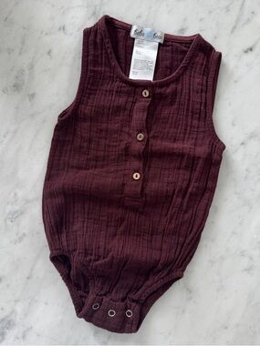 Beba Bean 🍁 Crinkle Bodysuit Onesie 6-12 Months Gauze 100% Cotton 🇨🇦